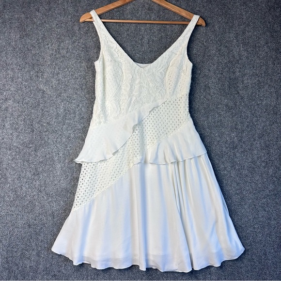 French Connection Ripple Lace dress 2 ruffle tiered layered sleeveless coquette - Picture 1 of 16